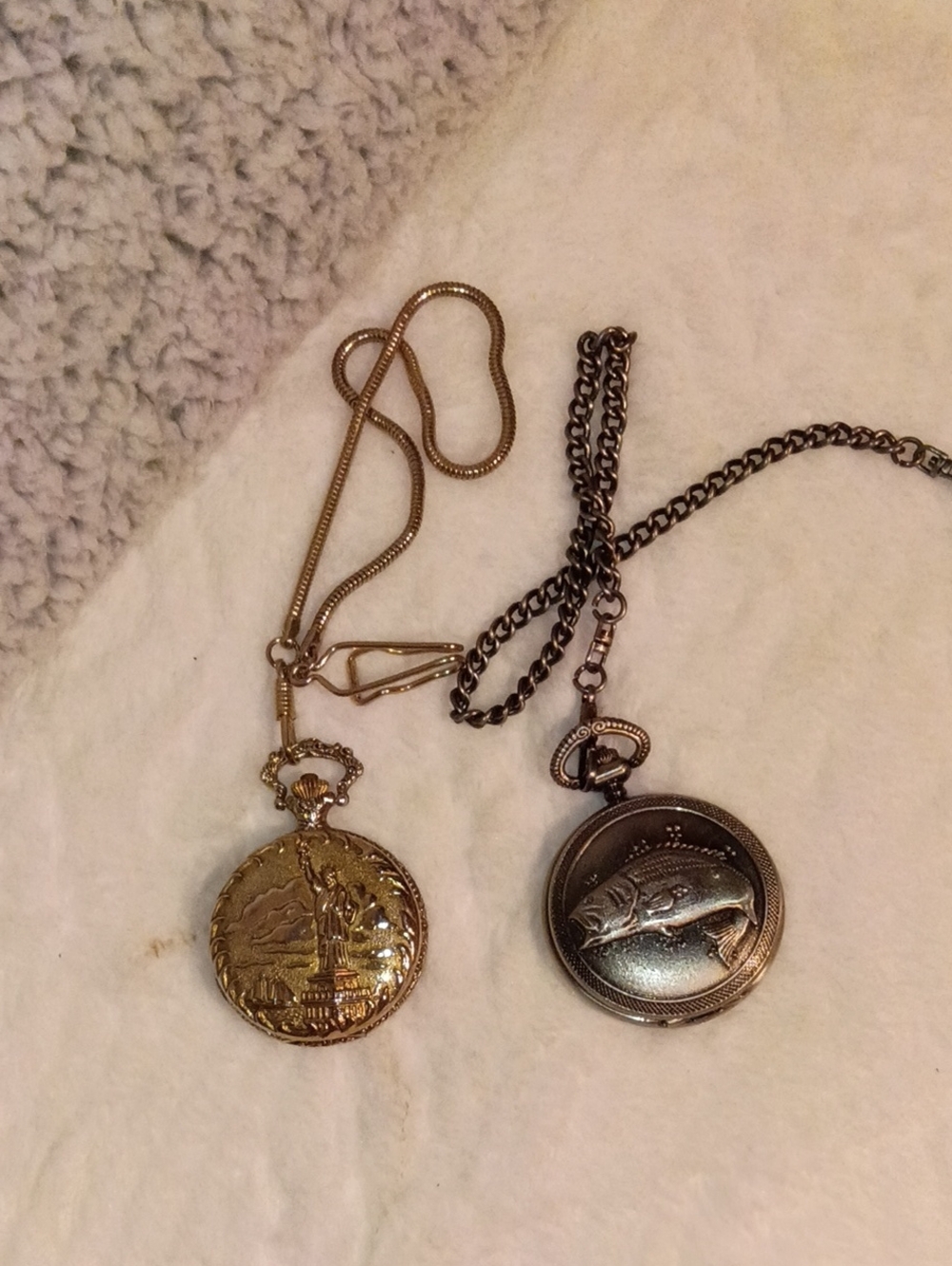 Gold and Silver Pocket Watch Necklace Set -Men  Jewelry